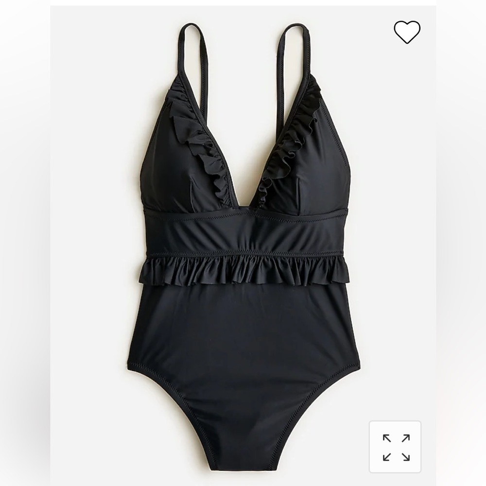 NWT J.Crew Ruffle plunge one-piece Size 0 Black Style BC107